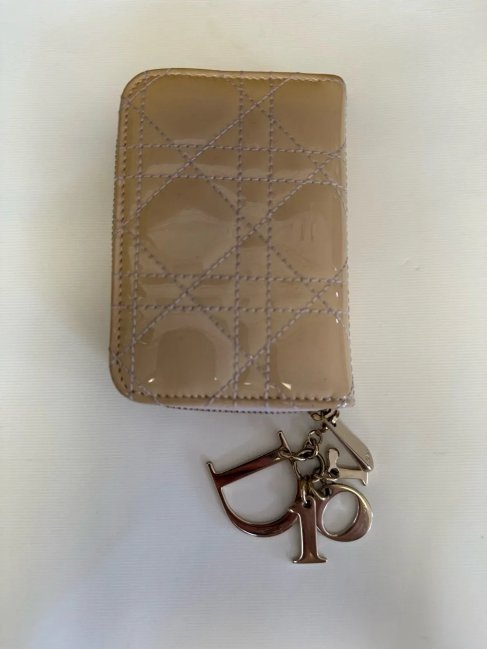 Dior Pink Leather Zip Card Wallet with Multi-Color Accordion Slots